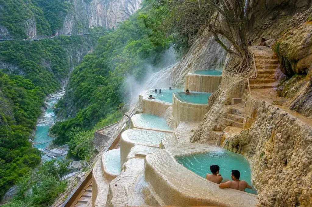 The cliffside terraced pools in Grutas de Tolantongo